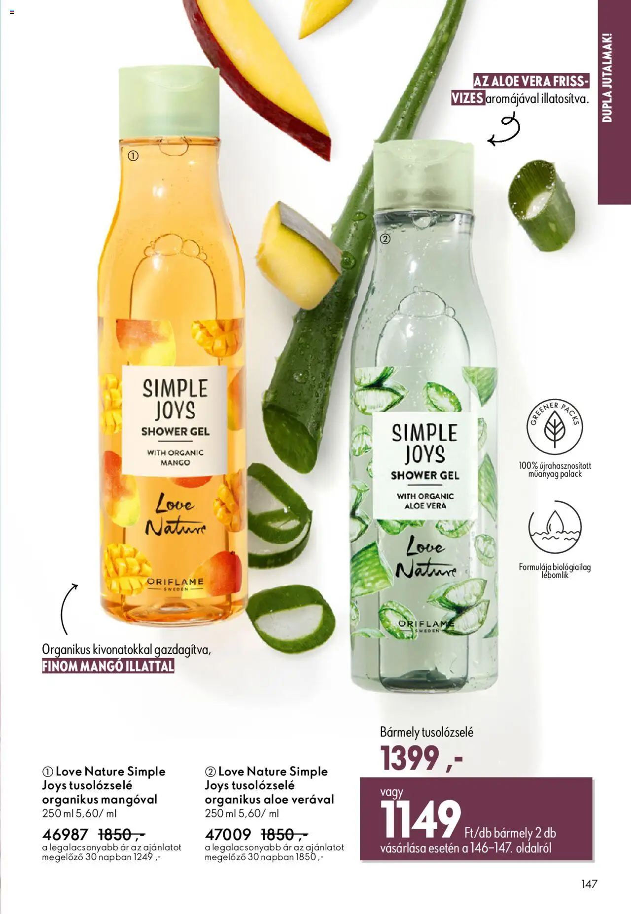 Oriflame akciós ujság - amely érvényes a következő dátumtól: 01.10.2025 | Oldal: 147 | Termékek: Aloe vera, Mangó