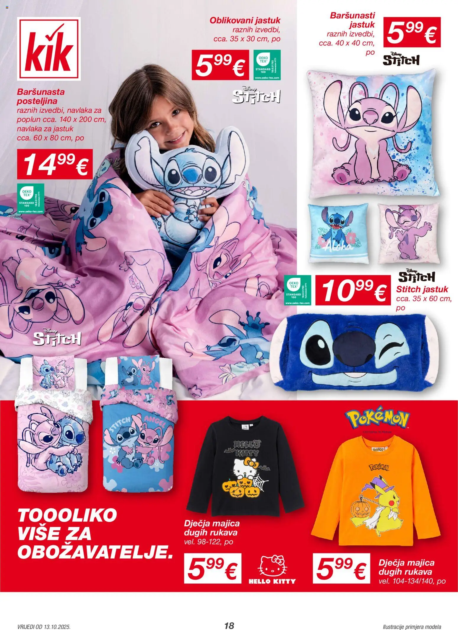 Kik katalog | vrijedi od 13.10.2025 | Stranica: 18 | Proizvodi: Jastuk, Majica, Posteljina, Poplun