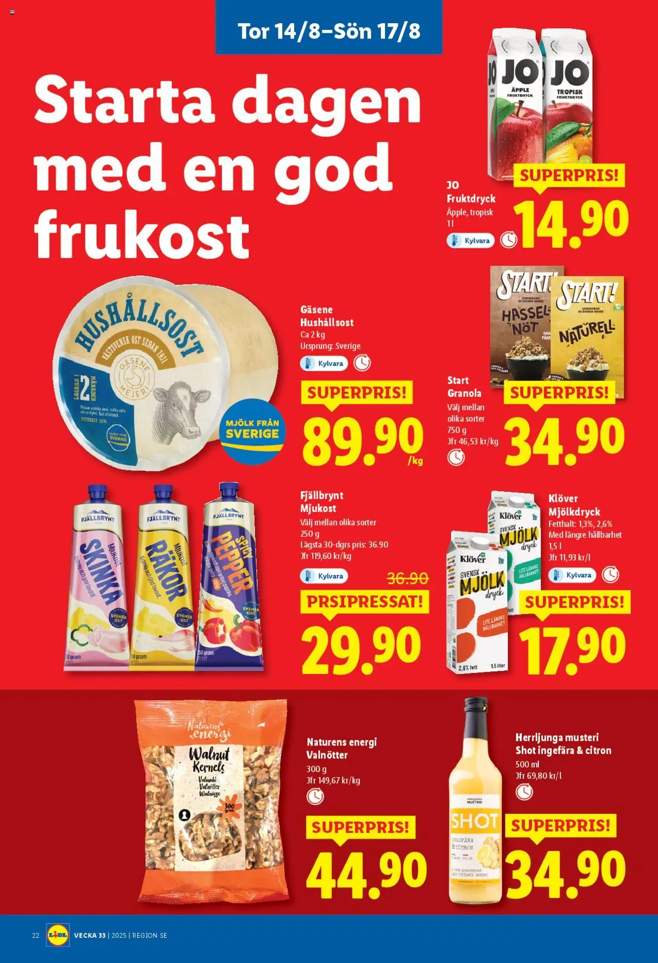 Lidl reklamblad aktuell från 11.08.2025 | Sida: 27 | Produkter: Räkor, Mjölk, Skinka, Granola