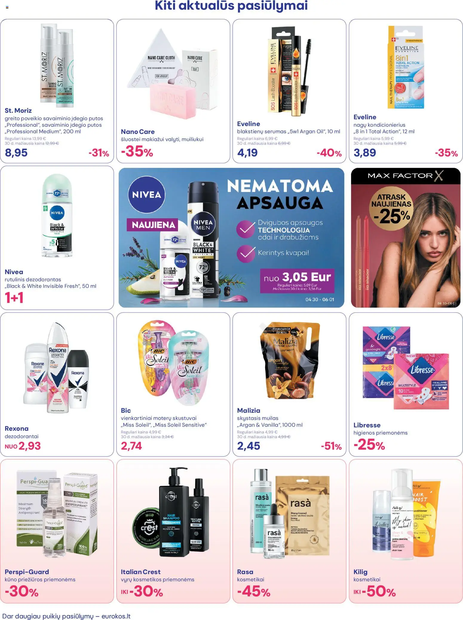 Eurokos akcijos nuo 30.04.2026 | Puslapis: 18 | Prekių: Rutulinis dezodorantas, Kondicionierius, Muilas, Dezodorantas