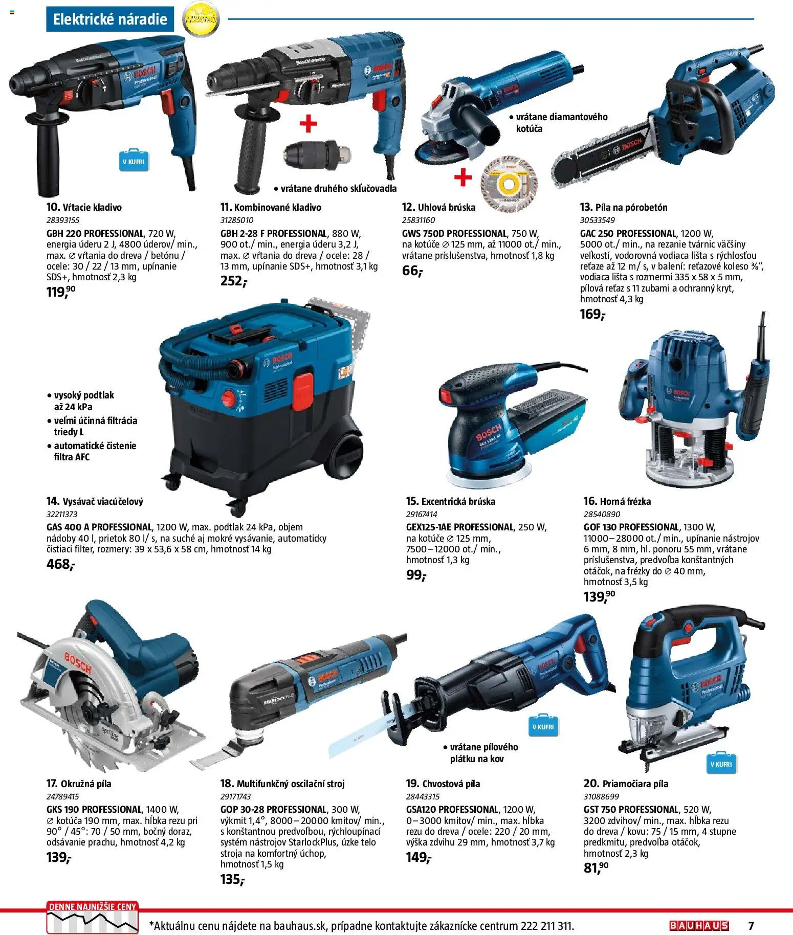 Nové Bauhaus akcie – leták je platný od 26.01.2026 | Strana: 7 | Produkty: Píla, Náradie, Uhlová brúska, Bosch