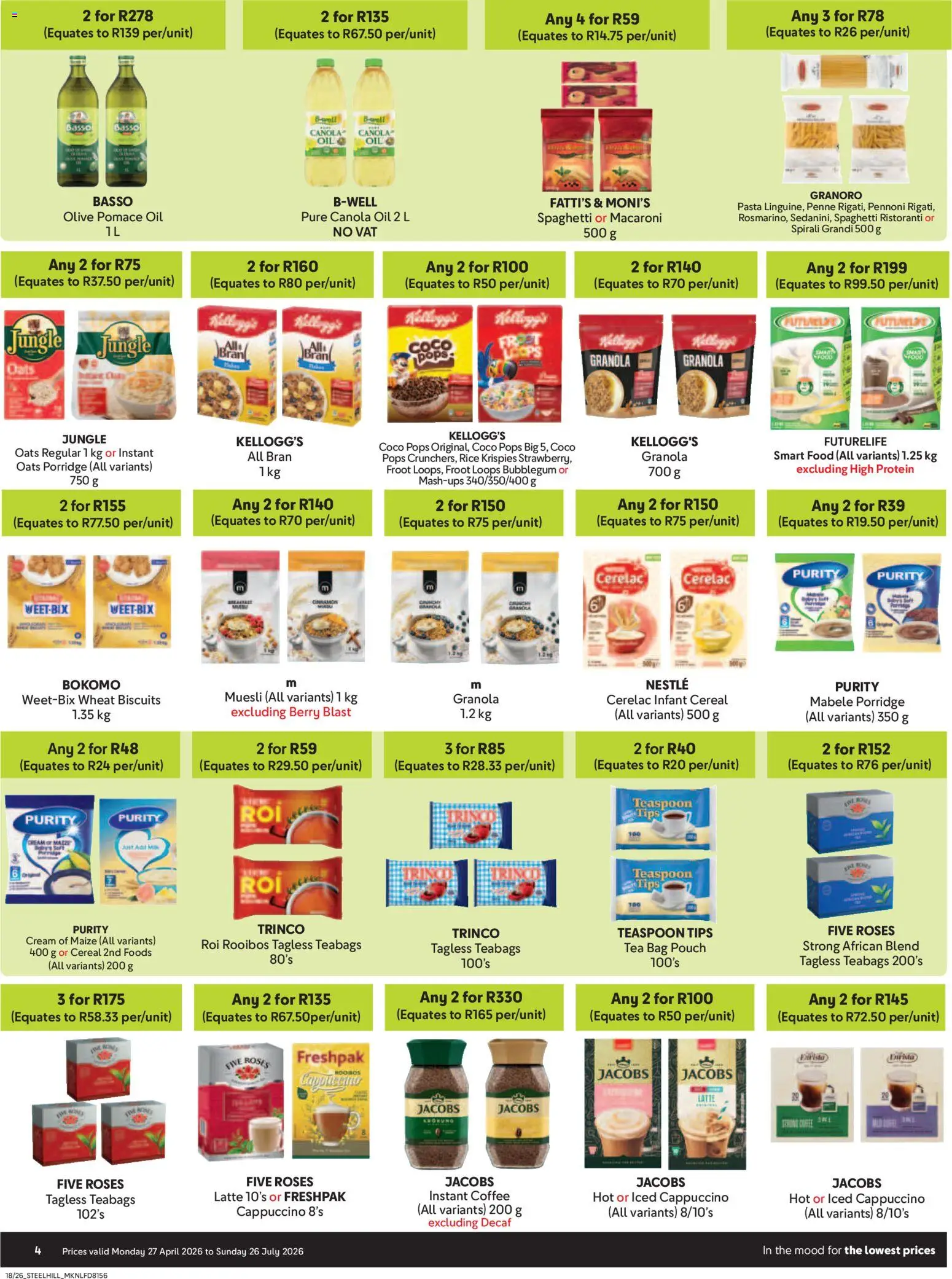 New Makro catalogue – valid from 27.04.2026 | Page: 4 | Products: Coffee, Pasta, Cream, Estuche organizador de viaje