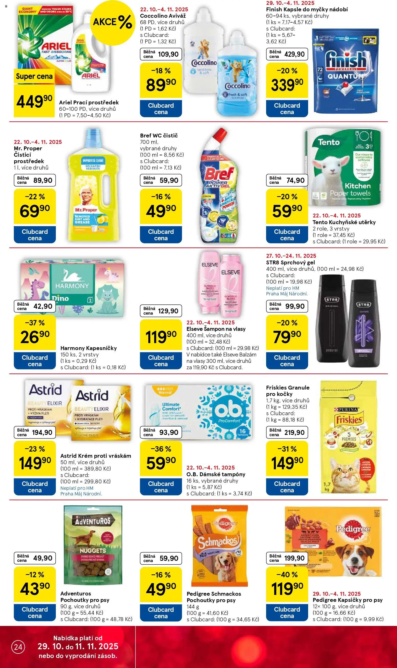 Tesco leták - Hypermarket od 29.10.2025 | Strana: 24 | Produkty: Prací prostředek, Nádobí, Utěrky, Tampony