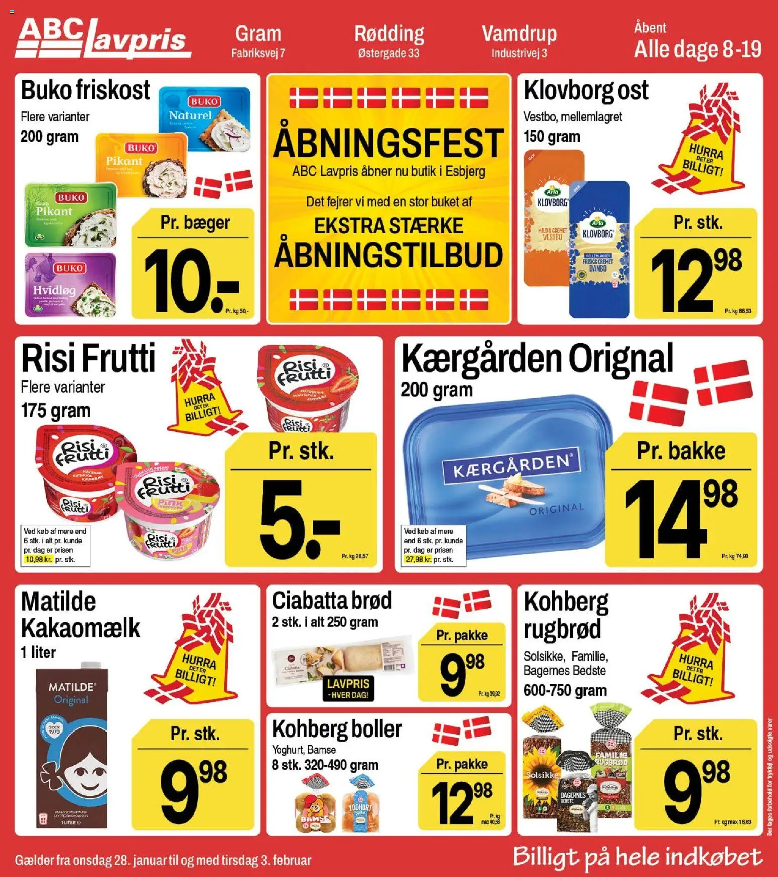 Abc Lavpris tilbudsavis – gyldig fra 28.01.2026 | Side: 1 | Produkter: Ost, Yoghurt, Brød, Rugbrød