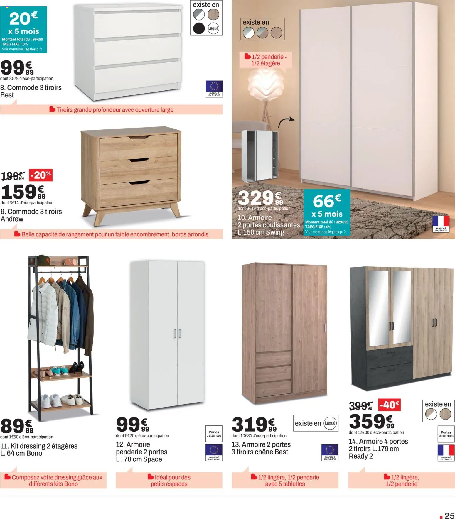 {H1} | Page: 25 | Produits: Étagère, Portes, Tiroirs, Dressing