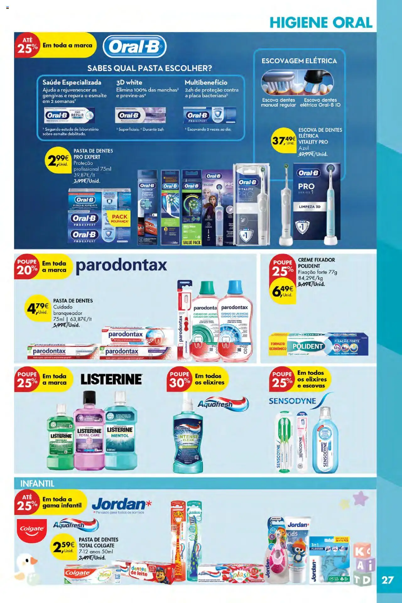 Pingo Doce Poupe Esta Semana Açores │ válido de 09.10.2025 | Página: 27 | Produtos: Escova de dentes, Leite, Fixador, Creme