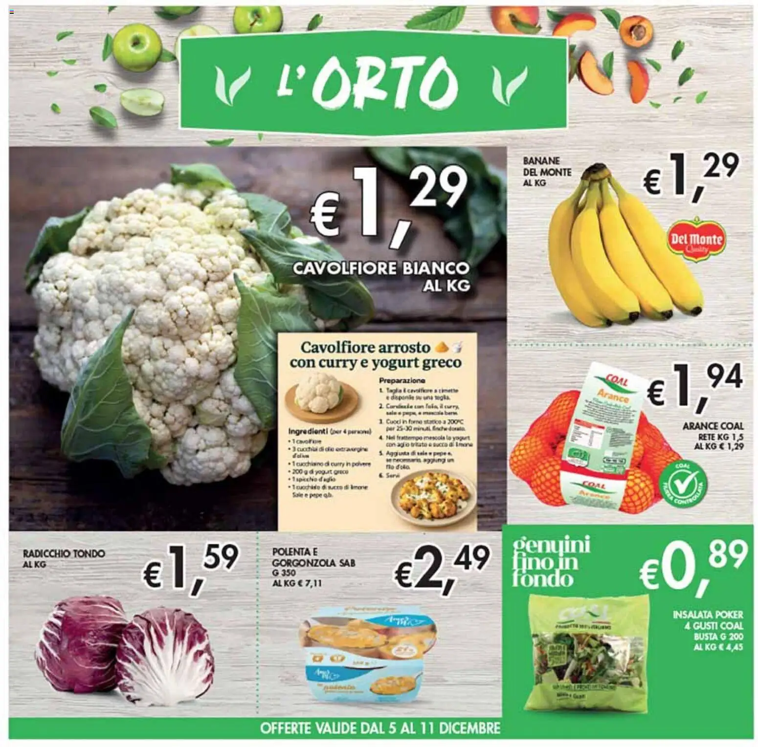 Volantino Coal del 28.11.2025 | Pagina: 3 | Prodotti: Yogurt, Arance, Banane, Gorgonzola