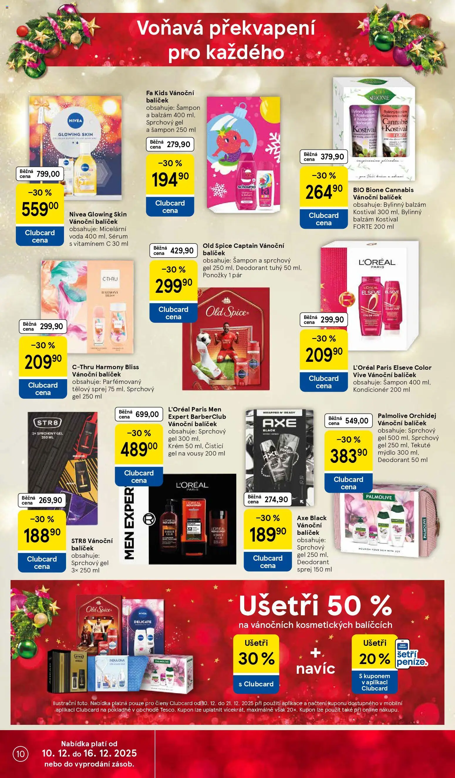 Tesco leták - Supermarket od 10.12.2025 | Strana: 10 | Produkty: Nivea, Ponožky, Indulona, C-Thru