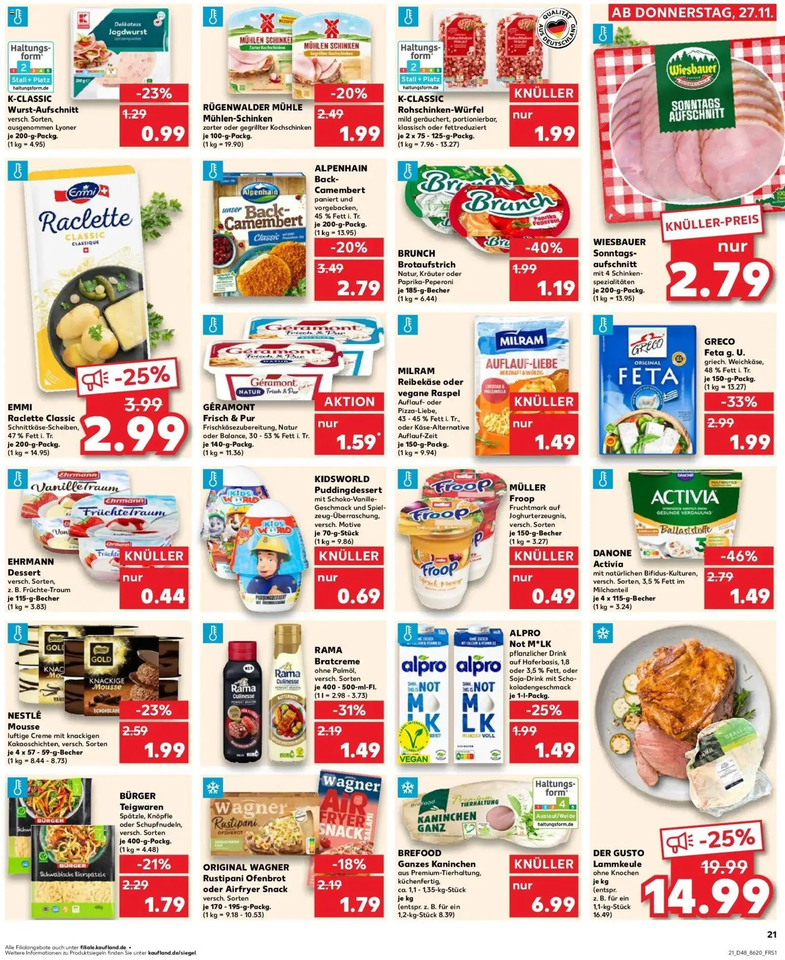 Kaufland prospekt Wülfrath	 – gültig ab 30.11.2025 | Seite: 21 | Produkte: Rama, Danone activia, Milram, Pasta
