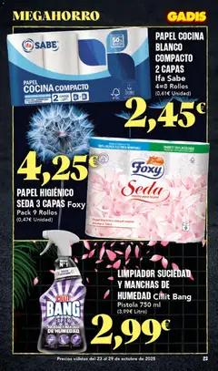 Vista previa Gadis folleto válido desde el 23.10.2025 | Página: 23 | Productos: Papel higienico, Cocina
