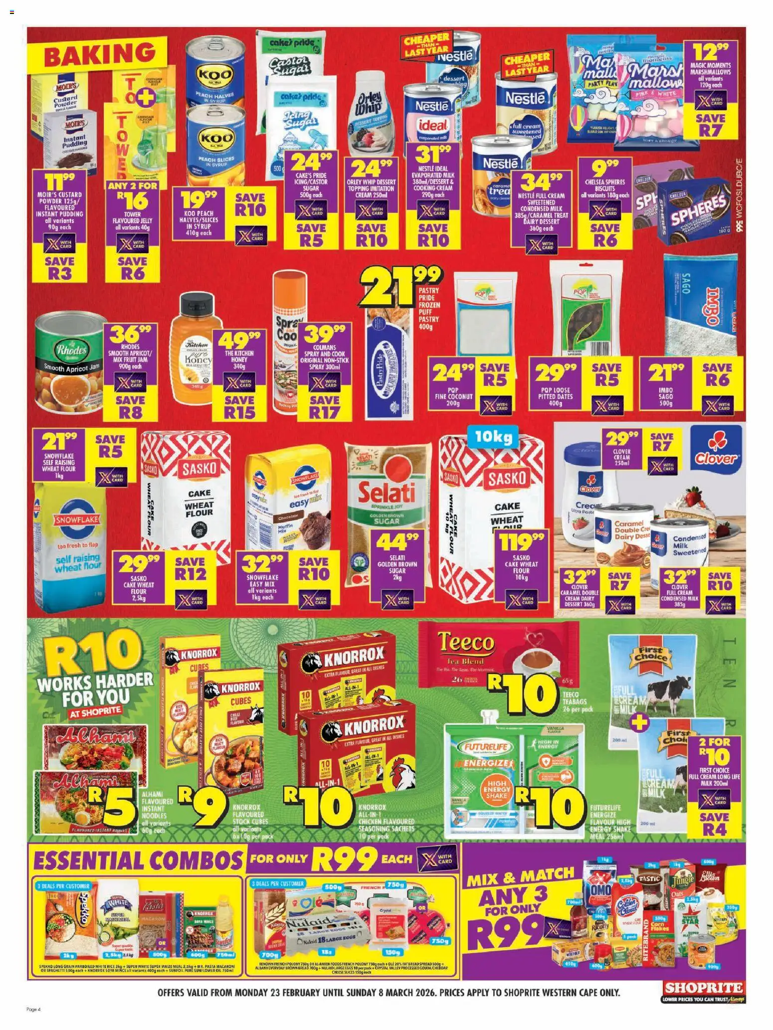New Shoprite catalogue – valid from 23.02.2026 | Page: 4 | Products: Condensed milk, Chocolate, Seasoning, Flakes