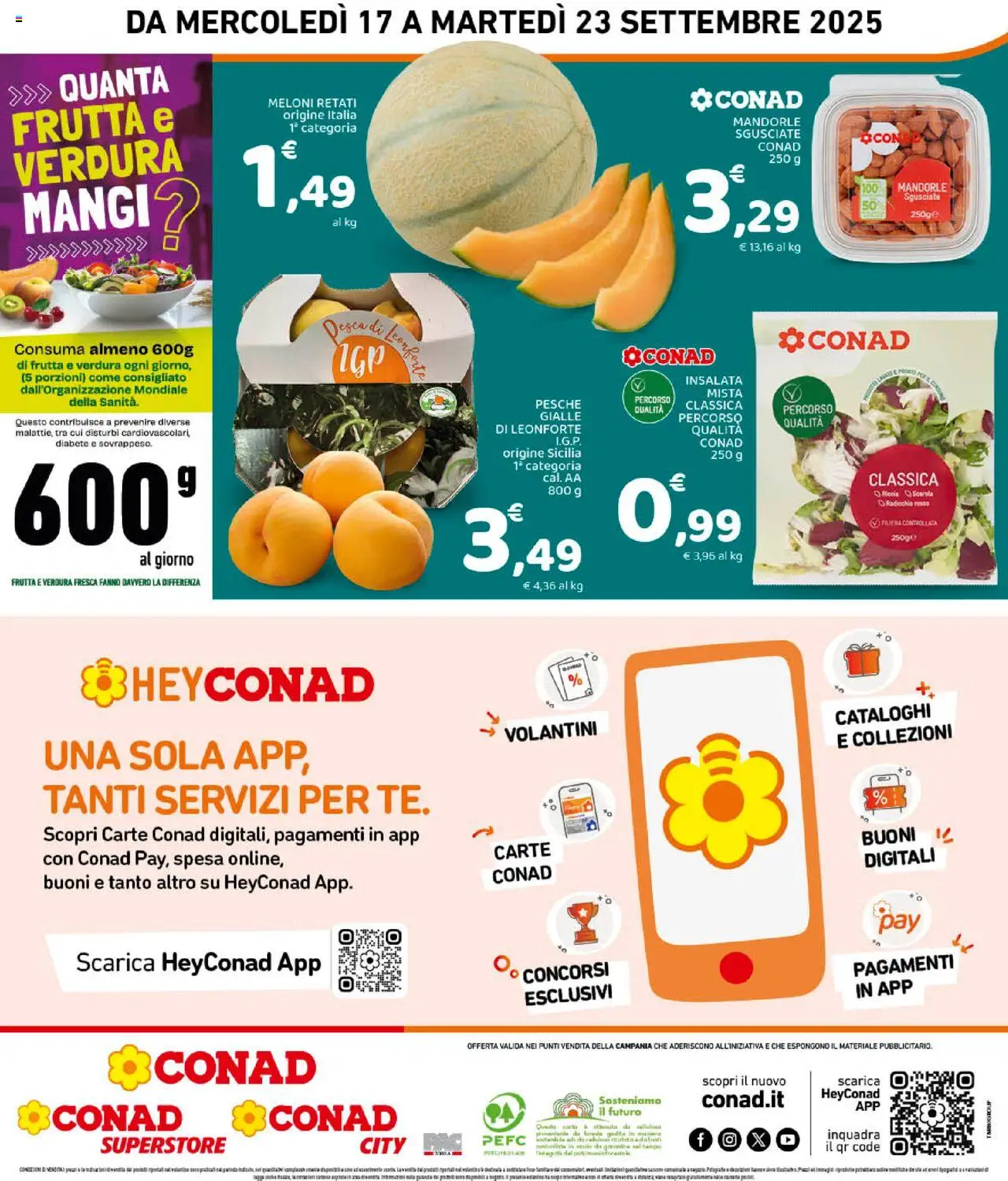 Volantino Conad del 17.09.2025 | Pagina: 8 | Prodotti: Insalata, Frutta, Mandorle
