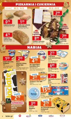 Pogląd oferty "E.Leclerc Gazetka" - ważna od 09.12.2025 | Strona: 2 | Produkty: Jogurt owocowy, Mascarpone, Mleko, Śmietana