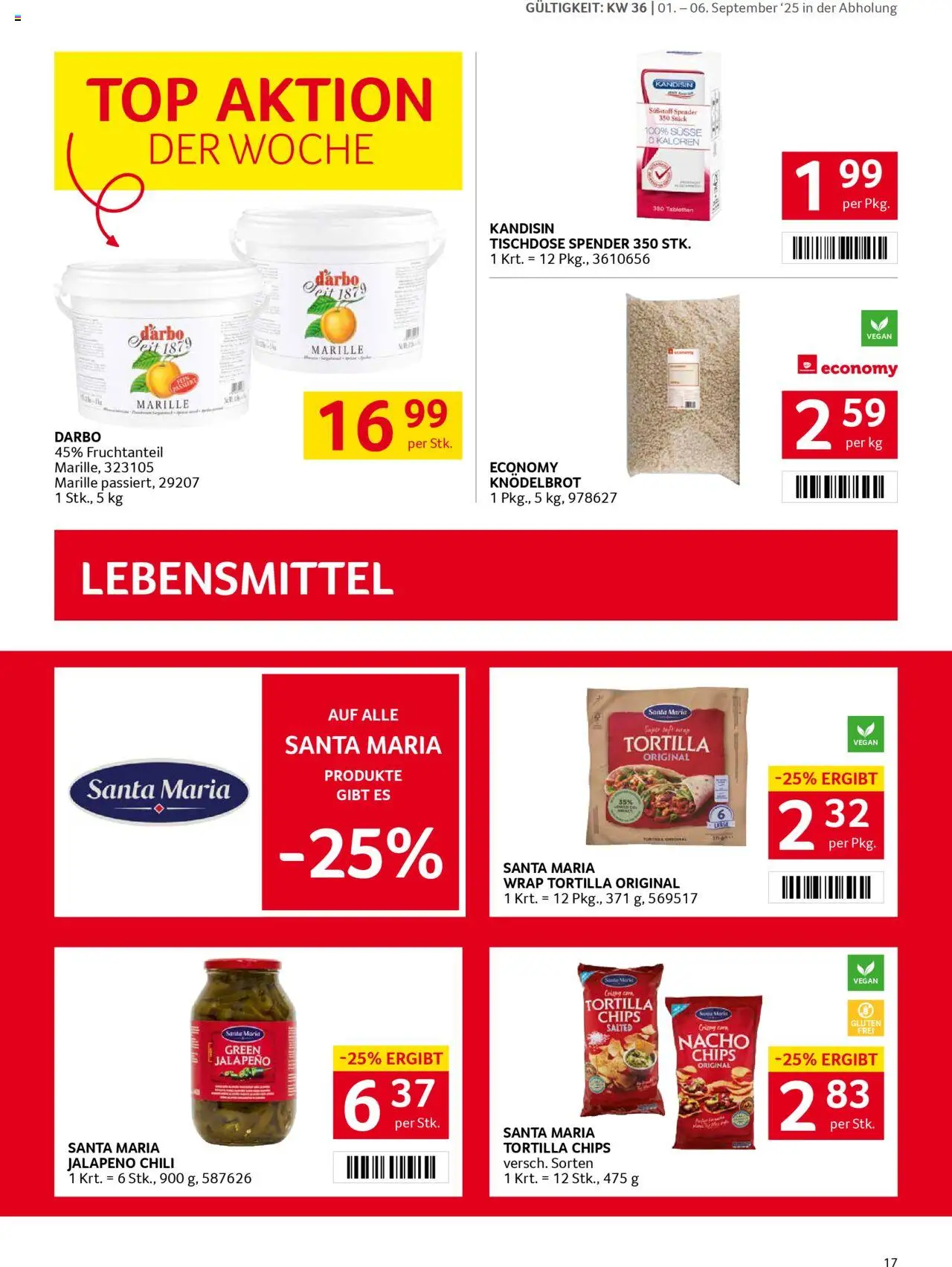 Transgourmet Flugblatt gültig ab 31.08.2025 | Seite: 17 | Produkte: Chips, Chili, Libacomb