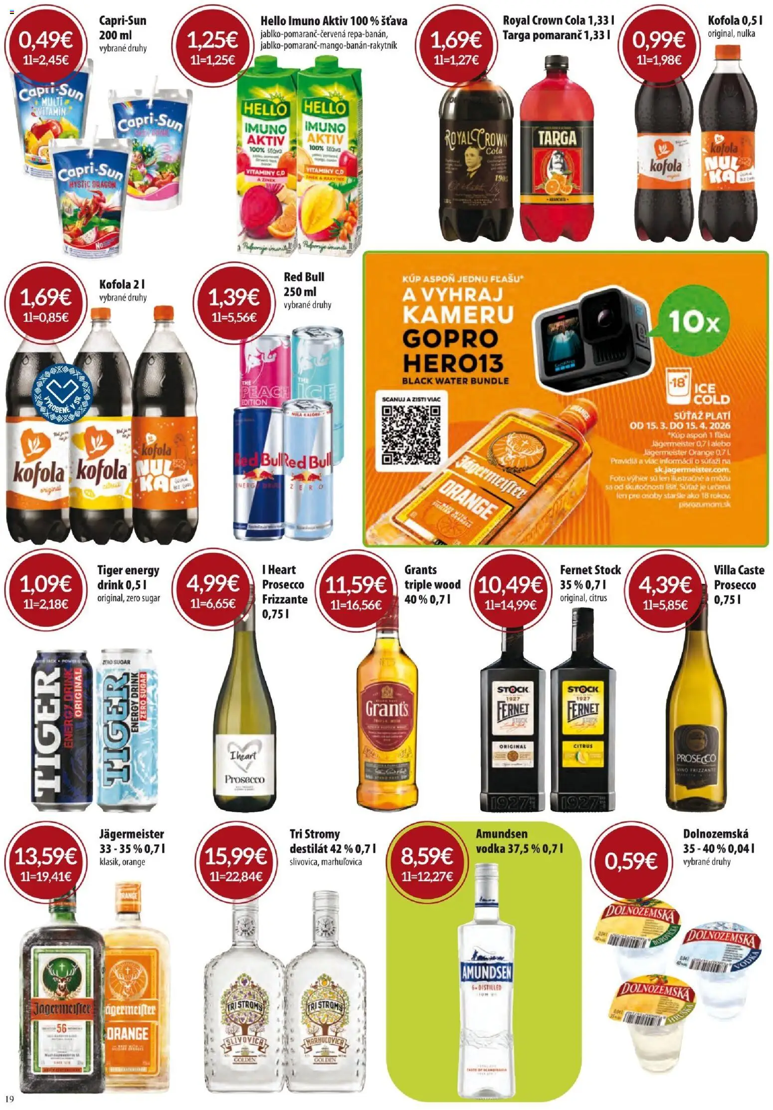 Nové KARMEN CBA akcie – leták je platný od 01.04.2026 | Strana: 19 | Produkty: Led, Fernet, Cola, Destilát