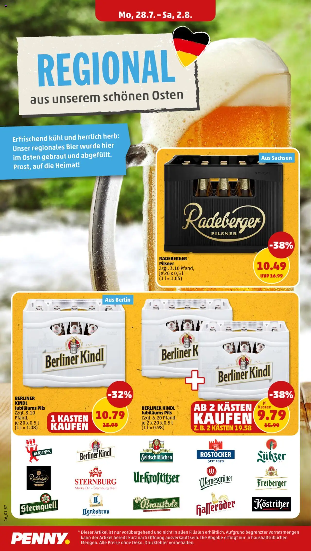 Penny Prospekt 	 - gültig ab dem 28.07.2025 | Seite: 16 | Produkte: Pils, Wernesgruner, Radeberger pilsner, Lubzer