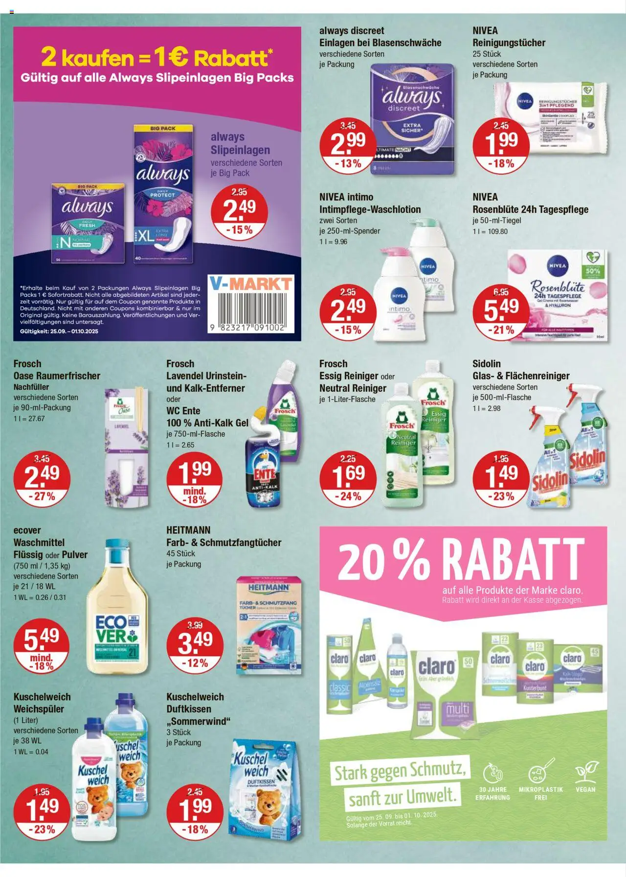 V-Markt - M&#252;nchen – gültig ab 25.09.2025 | Seite: 14 | Produkte: Essig, Kuschelweich, Waschmittel, Lavendel
