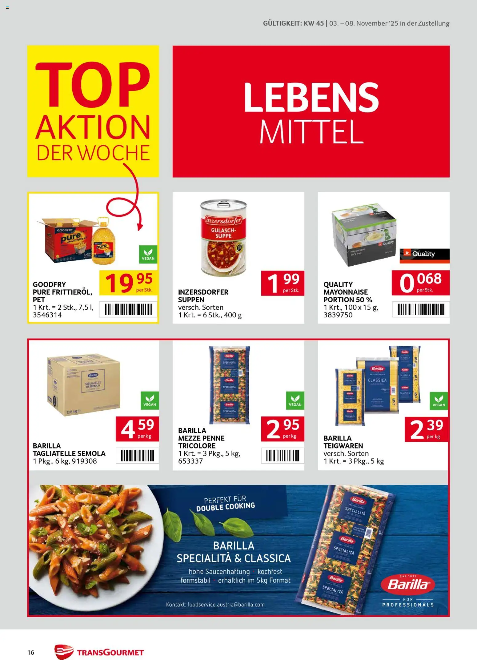 Transgourmet Zustellaktion gültig ab 03.11.2025 | Seite: 16 | Produkte: Mayonnaise