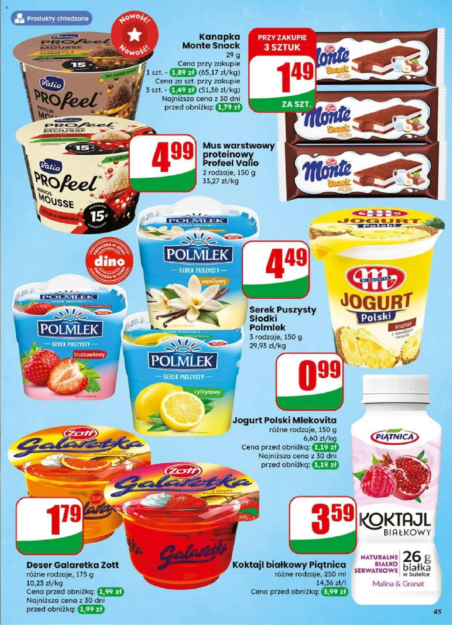 Dino Gazetka od 14.01.2026 | Strona: 45 | Produkty: Malina, Serek, Jogurt, Ananas