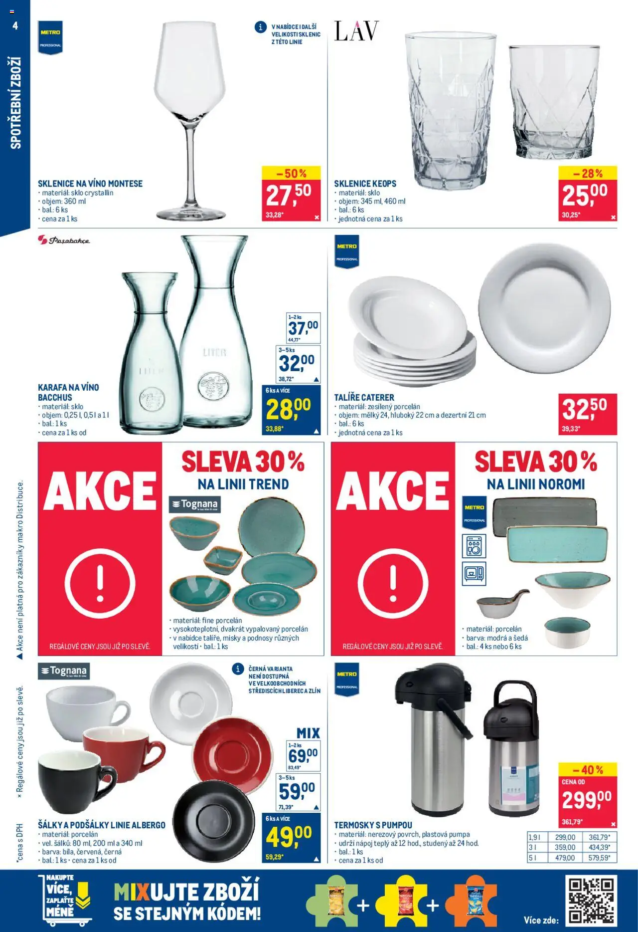 Makro leták - Spotřební zboží od 10.09.2025 | Strana: 4 | Produkty: Talíře, Víno, Karafa, Sklenice