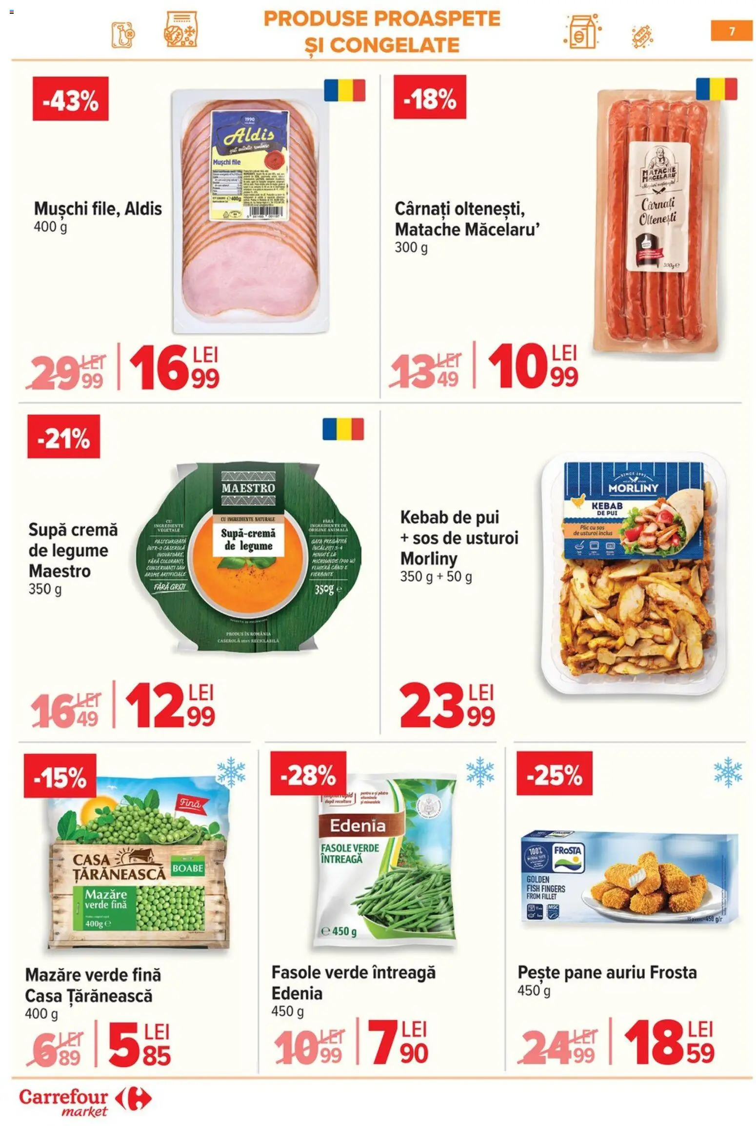 Noul catalog Carrefour – valabil de la 21.01.2026 | Pagină: 7 | Produse: Hacıyatmaz Kedi Oyuncağı, Cremă, Fasole verde, Cârnați