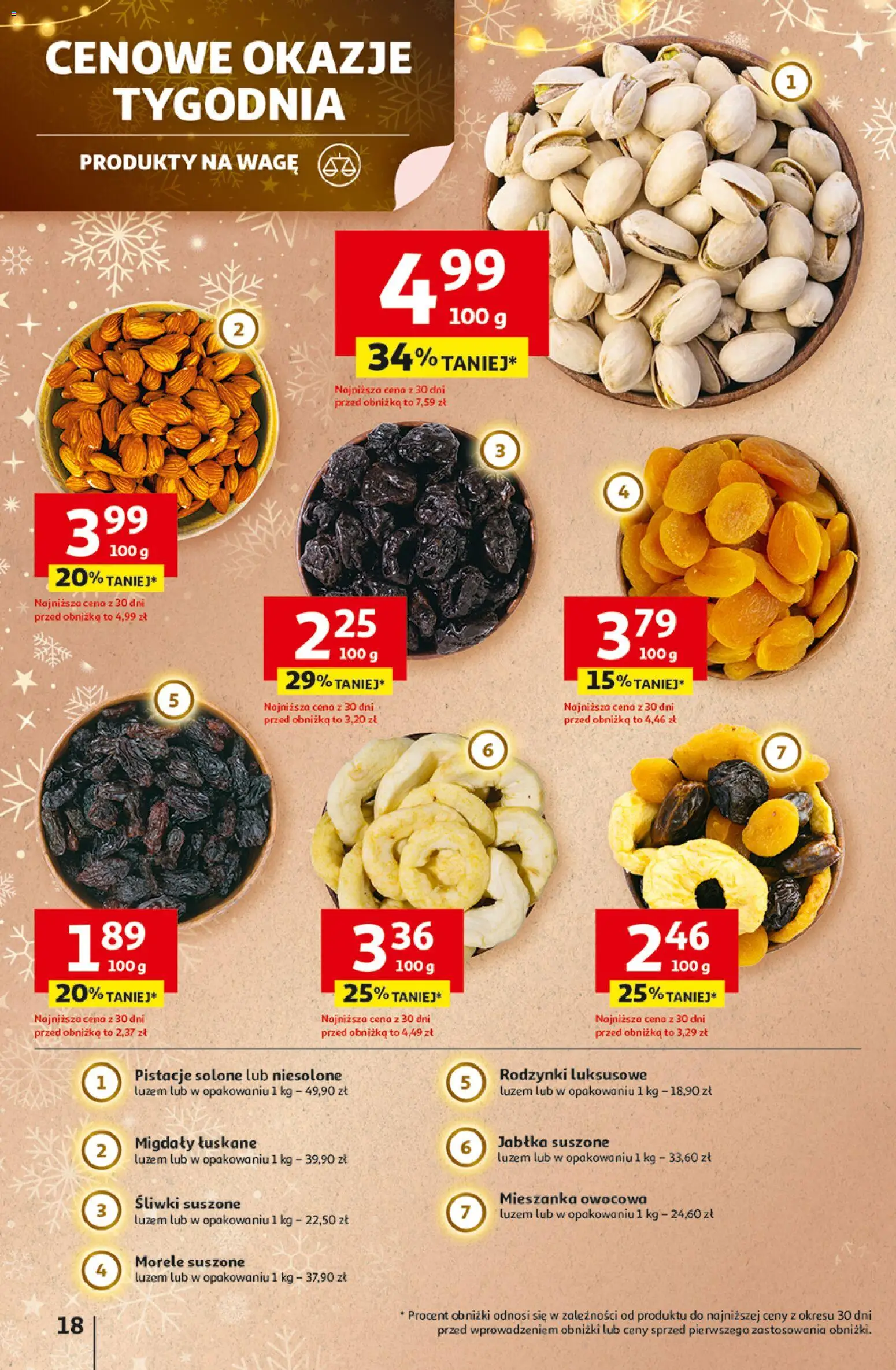 Auchan Gazetka - Święta jak babcię kocham Hipermarket od 18.12.2025 | Strona: 18 | Produkty: Morele, Śliwki, Śliwki suszone, Rodzynki