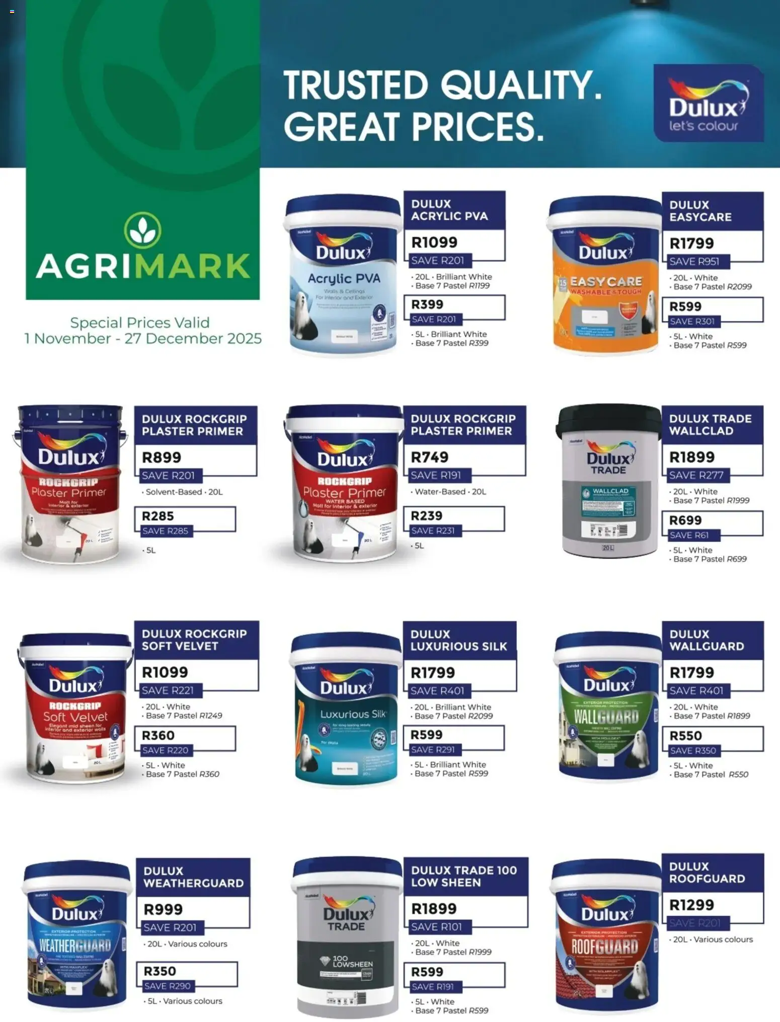 New Agrimark catalogue – valid from 01.11.2025 | Page: 1 | Products: Primer, Plaster primer, Plaster, Water
