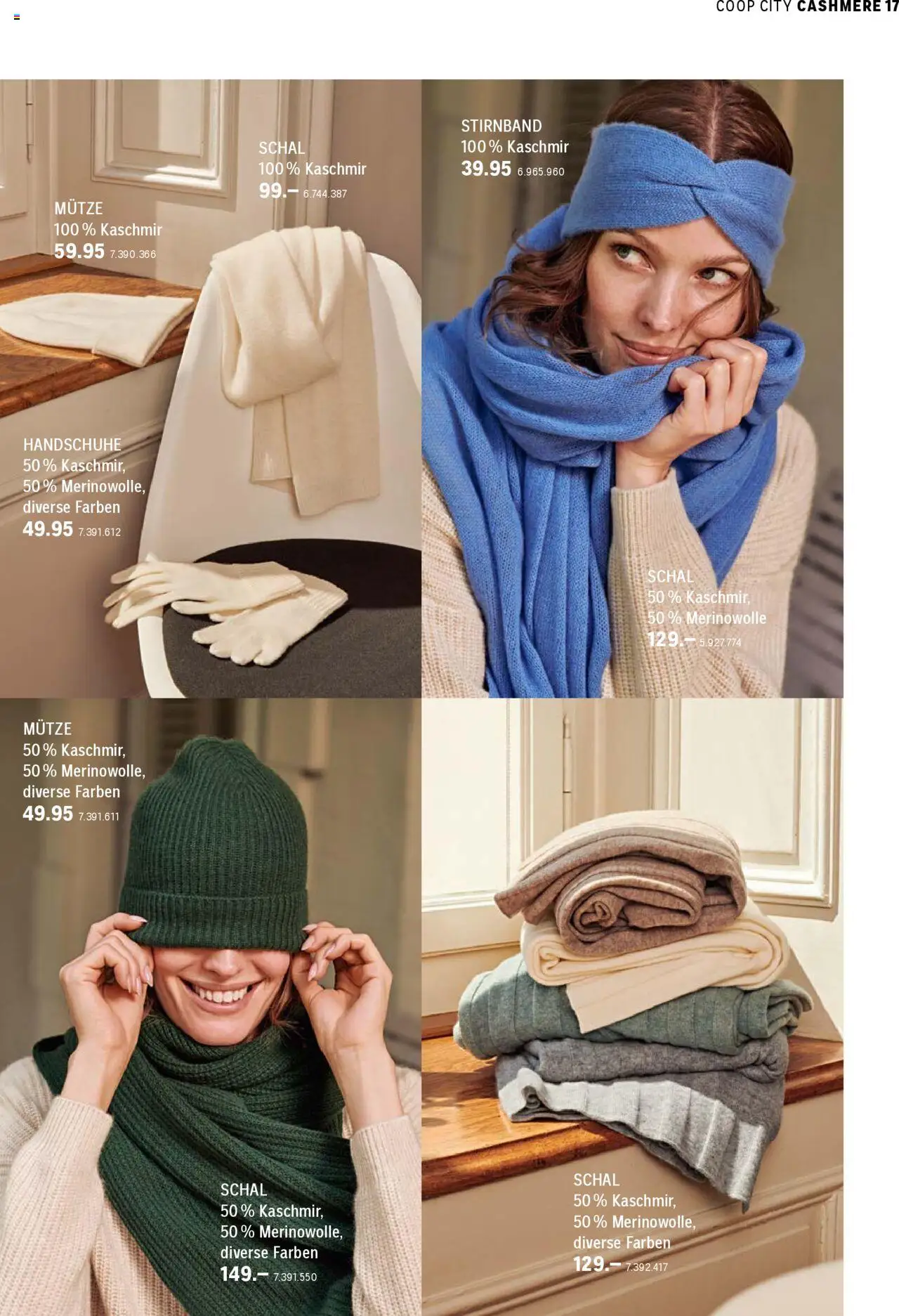 Coop City Aktionen Cashmere Kollektion – gültig ab 01.10.2025 | Seite: 17 | Produkte: Schal, Handschuhe