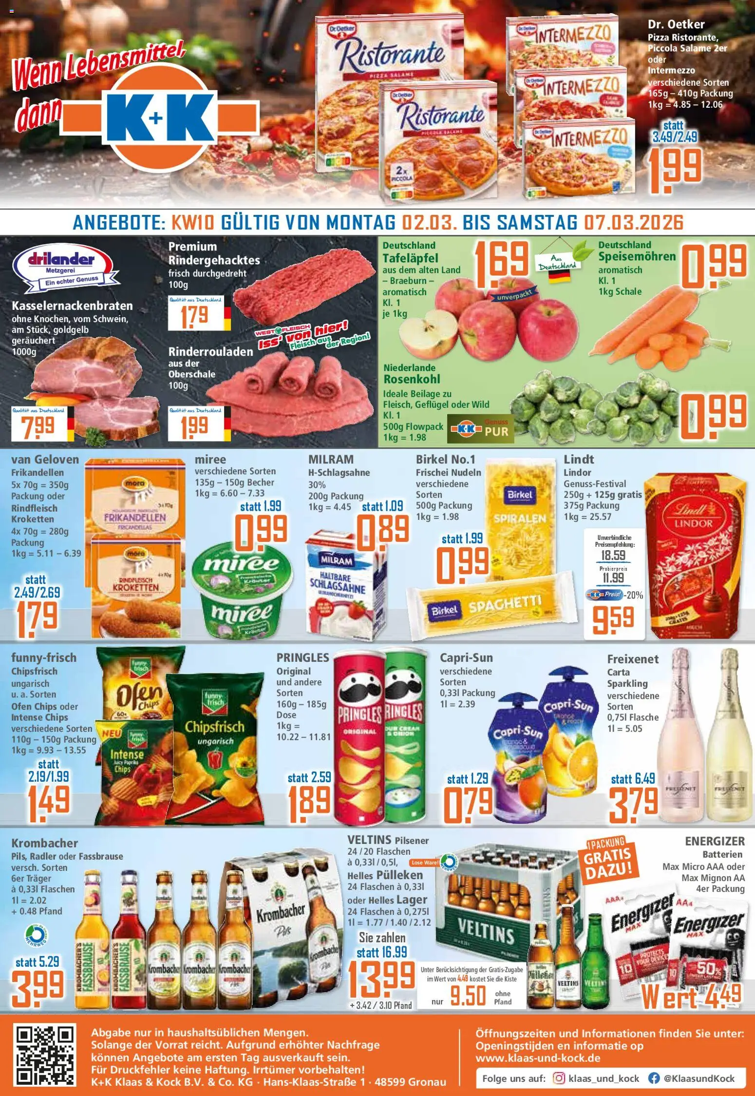 Klaas & Kock Prospekt 	 – gültig ab 02.03.2026 | Seite: 1 | Produkte: Rinderrouladen, Nudeln, Rindfleisch, Fleisch