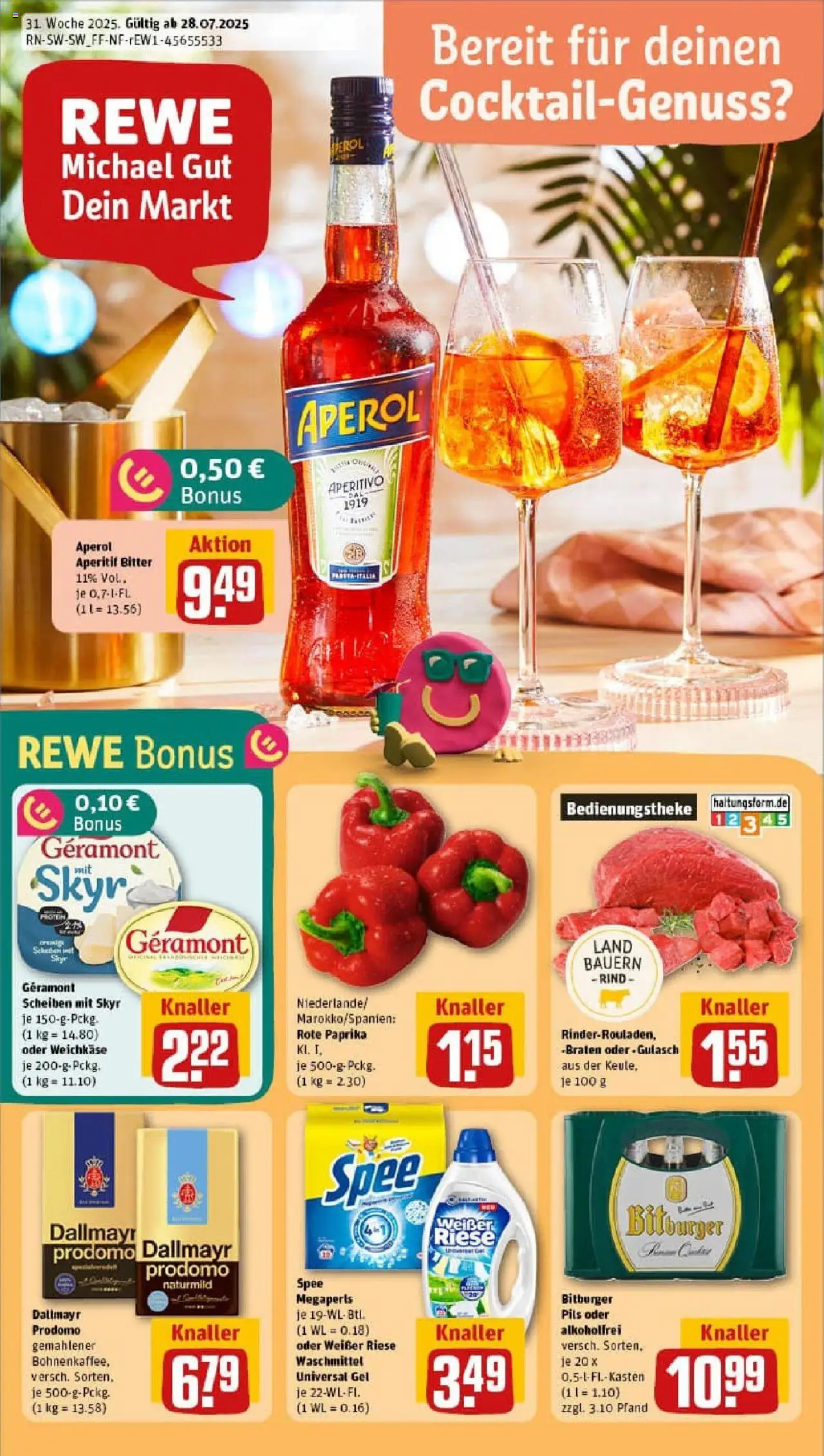 Rewe prospekt St. Georgen Im Schwarzwald	 - gültig ab dem 27.07.2025 | Seite: 1 | Produkte: Pils, Skyr, Spee, Aperol