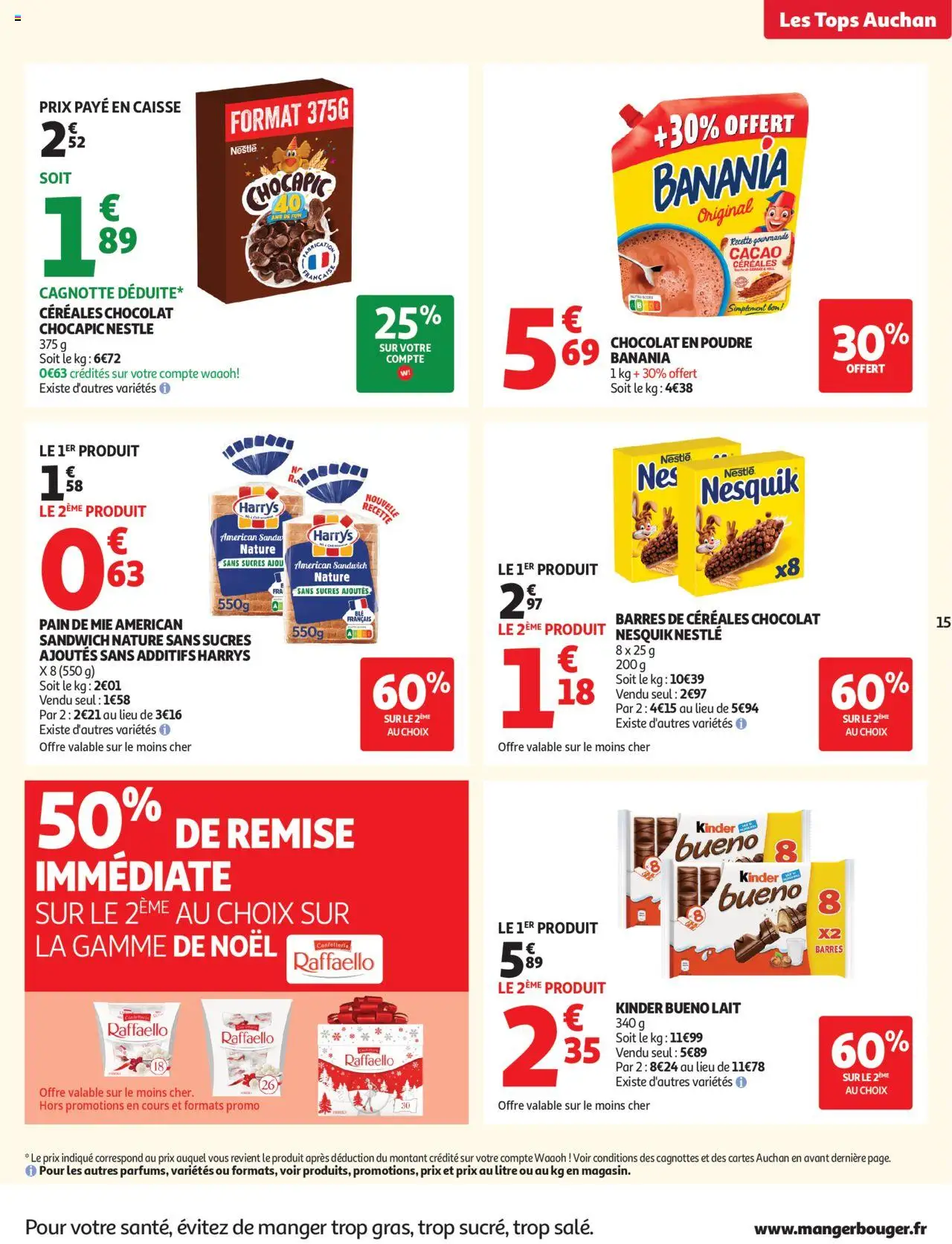{H1} | Page: 15 | Produits: Sandwich, Kinder Bueno, Pain, Céréales