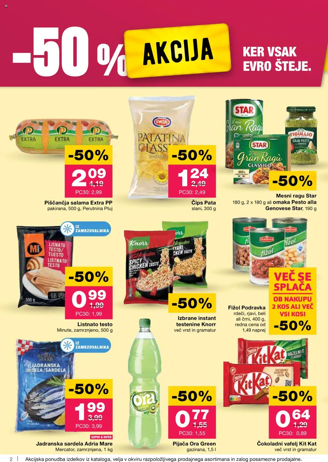 Novi Mercator katalog ponudbe – veljaven od 02.10.2025 | Stran: 2 | Izdelki: Kos, Sardine, Salama, Testenine