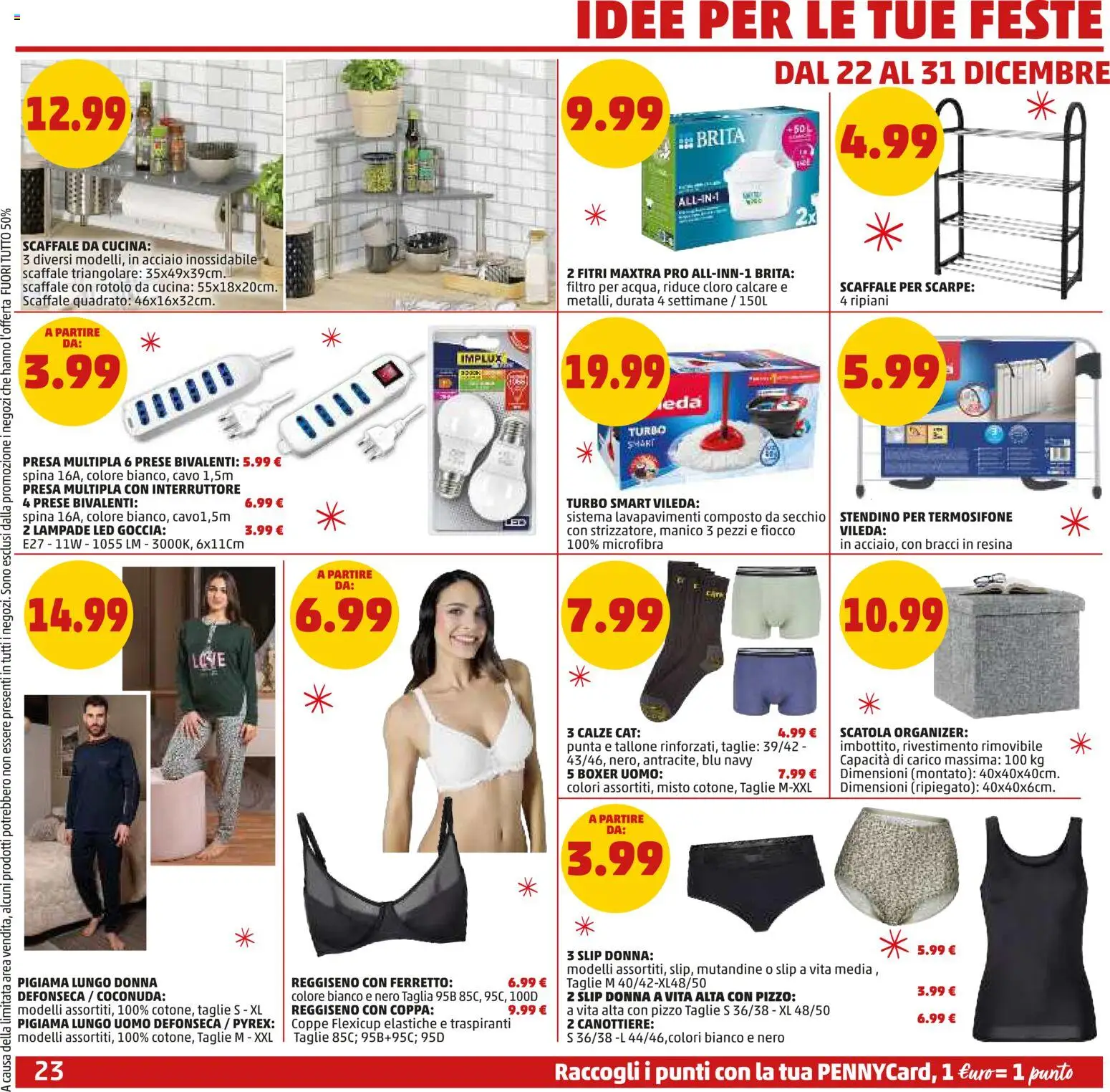 Volantino PENNY del 15.12.2025 | Pagina: 23 | Prodotti: Presa multipla, Slip, Scaffale, Scatola