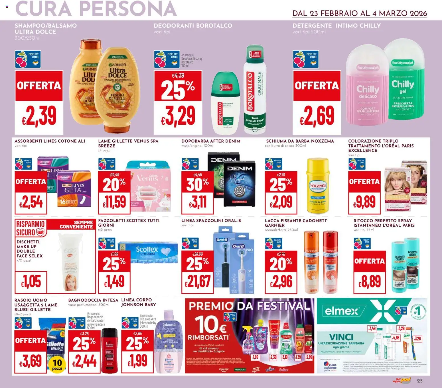 Volantino Pan del 23.02.2026 | Pagina: 25 | Prodotti: Shampoo, Dopobarba, Talco, Olio