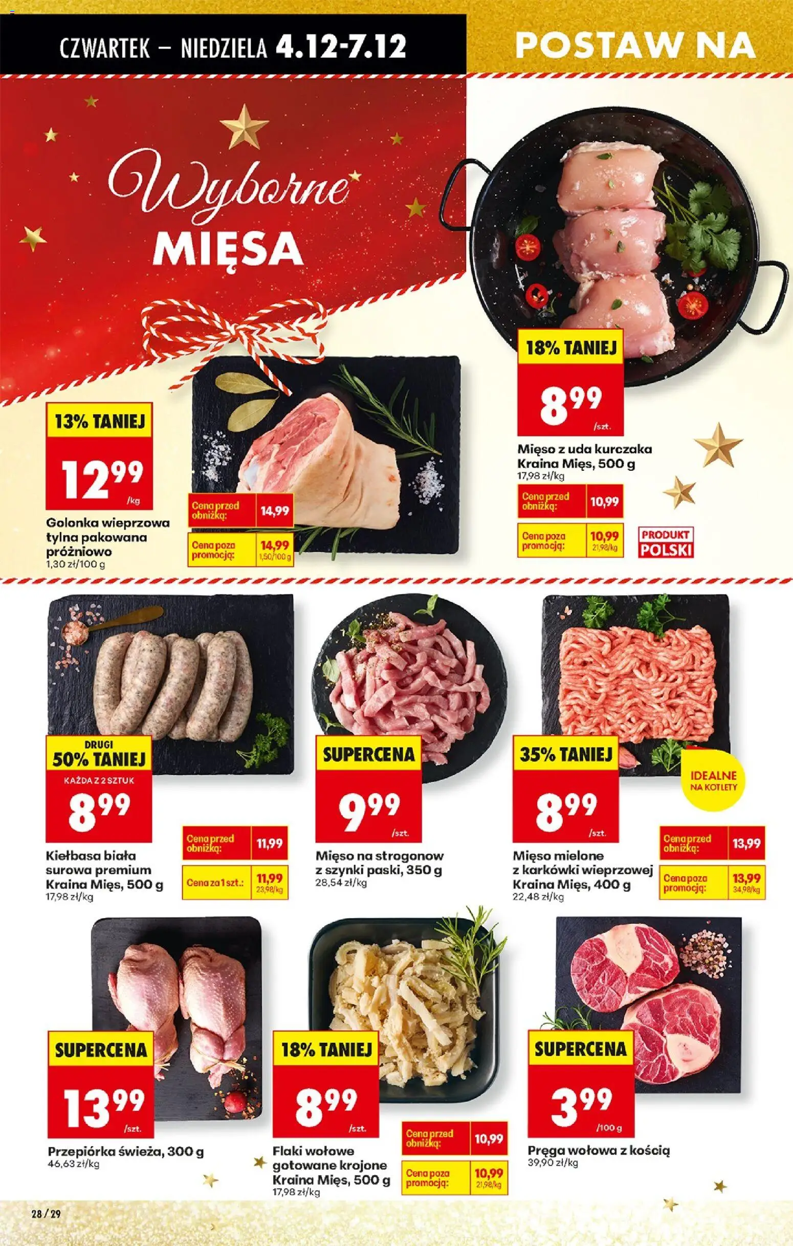 Biedronka gazetka - Oferta w tym tygodniu od 04.12.2025 | Strona: 36 | Produkty: Kiełbasa, Mięso z uda kurczaka, Flaki wołowe, Przepiórka