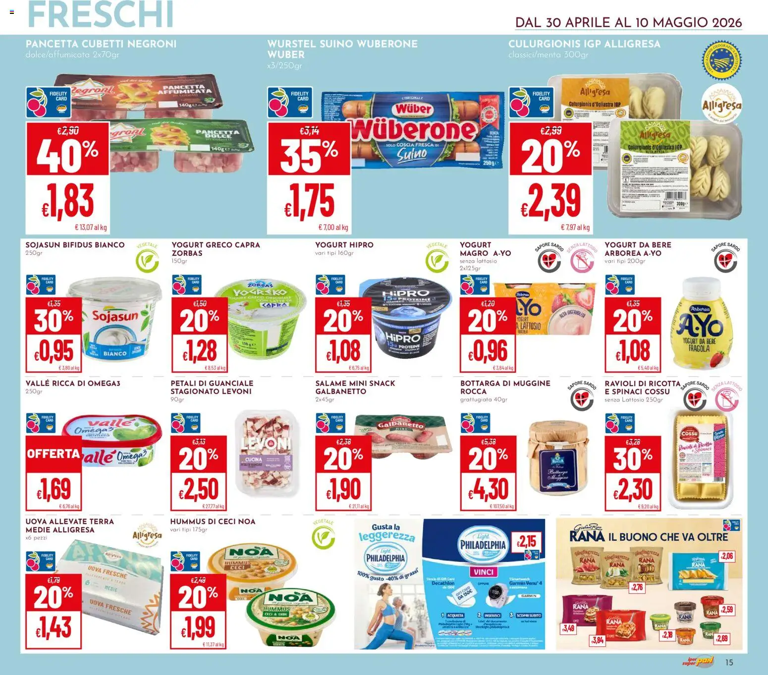 Volantino Pan del 30.04.2026 | Pagina: 15 | Prodotti: Pancetta, Suino, Wurstel, Ricotta