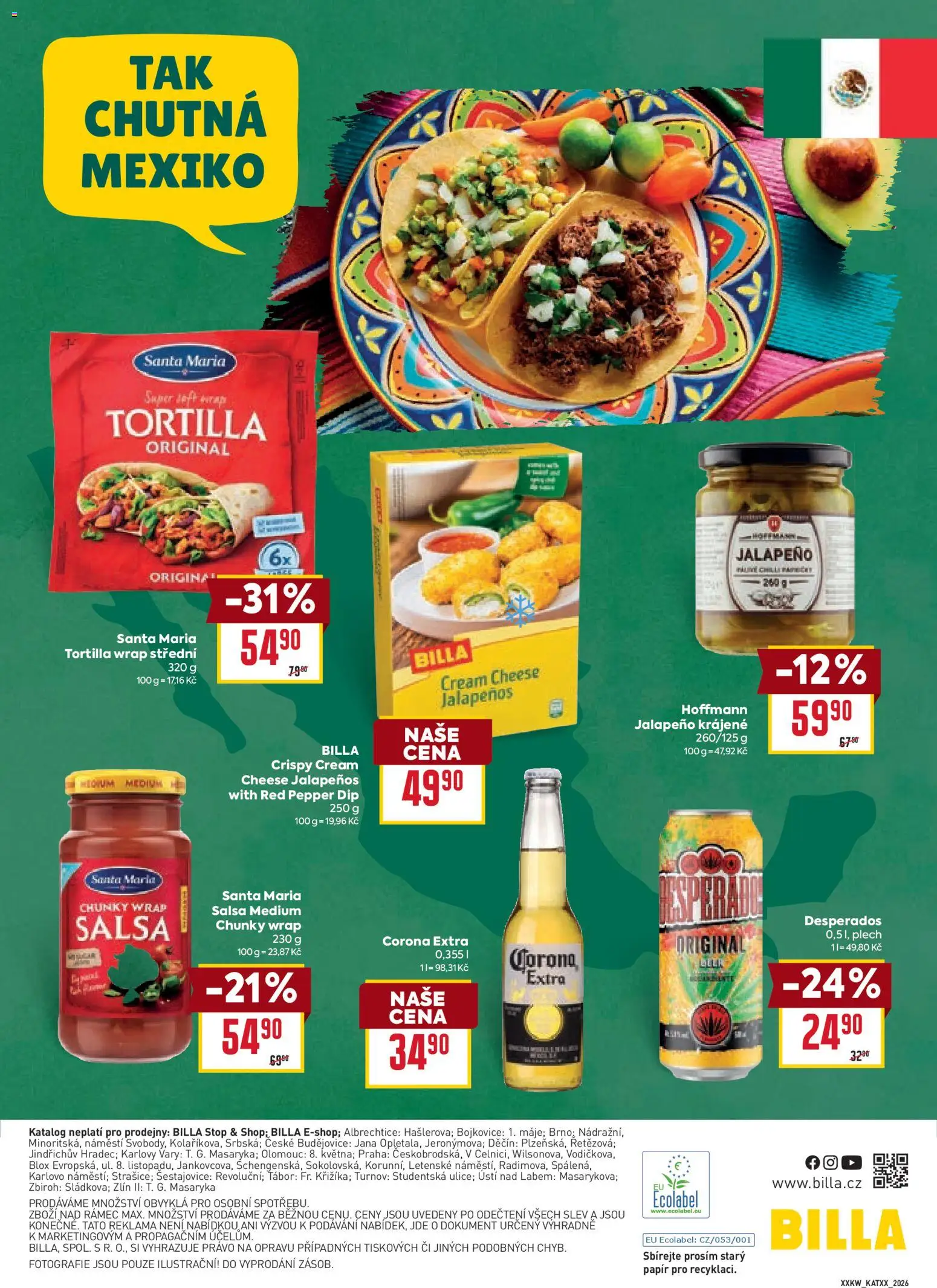 Billa leták - Chutě světa od 21.01.2026 | Strana: 32 | Produkty: Desperados, Plech, Jalapeňos, Tortilla wrap