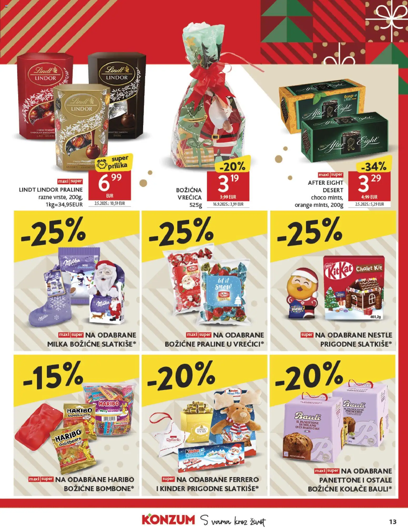 Konzum HR akciós ujság - amely érvényes a következő dátumtól: 17.12.2025 | Oldal: 13 | Termékek: Panettone, Praliné