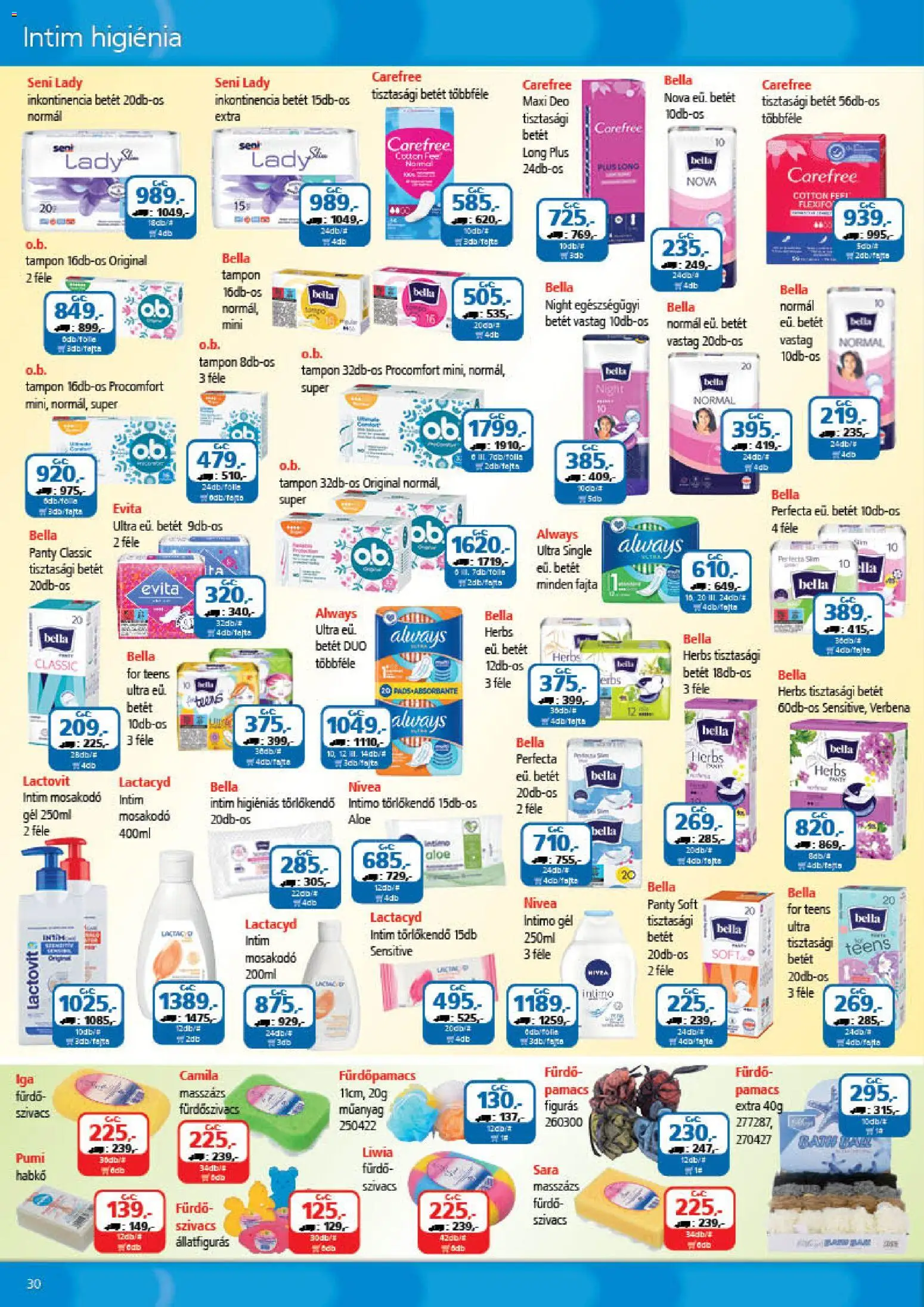 ÁRKLUB akciós ujság - amely érvényes a következő dátumtól: 01.01.2026 | Oldal: 30 | Termékek: Törlőkendő, Tisztasági betét