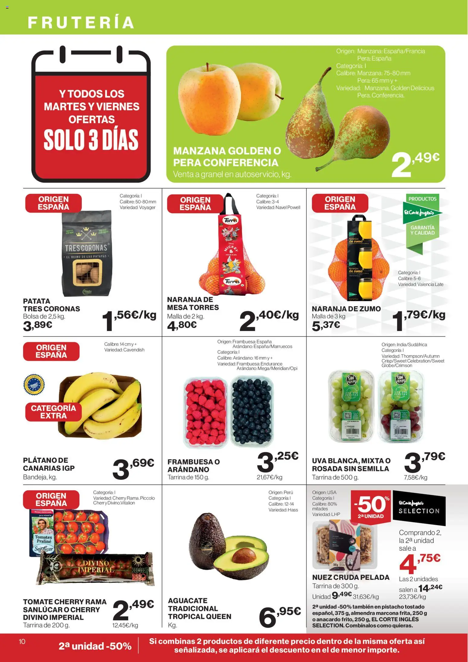 Hipercor catálogo │ válido desde el 23.04.2026 | Página: 10 | Productos: Tomates, Ροζ πιπέρι, Manzana, Mesa