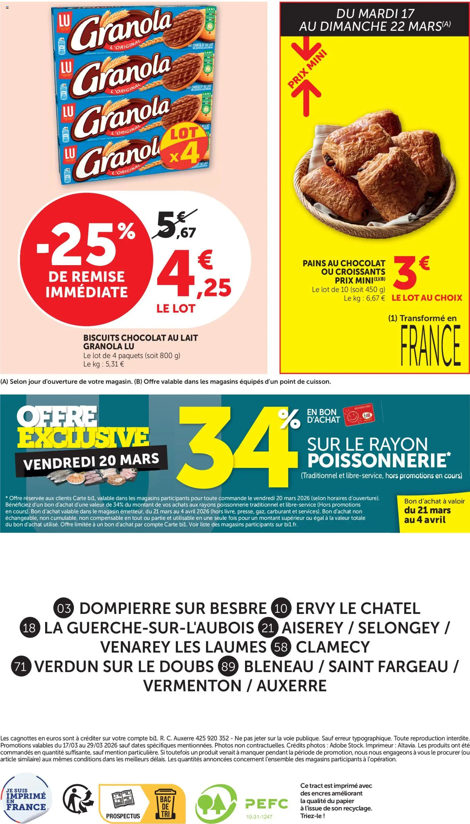 {H1} | Page: 20 | Produits: Poissonnerie, Lait, Biscuits, Granola