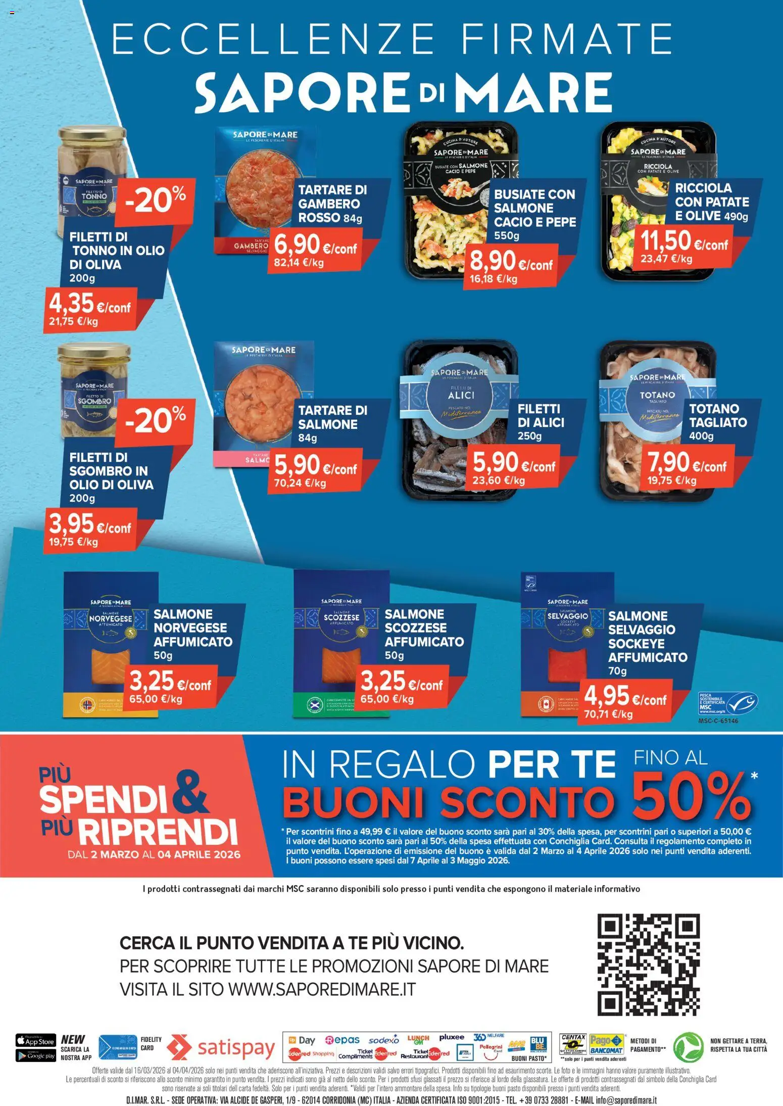 Volantino Sapore di mare del 16.03.2026 | Pagina: 4 | Prodotti: Pepe, Olive, Pesca, Sgombro