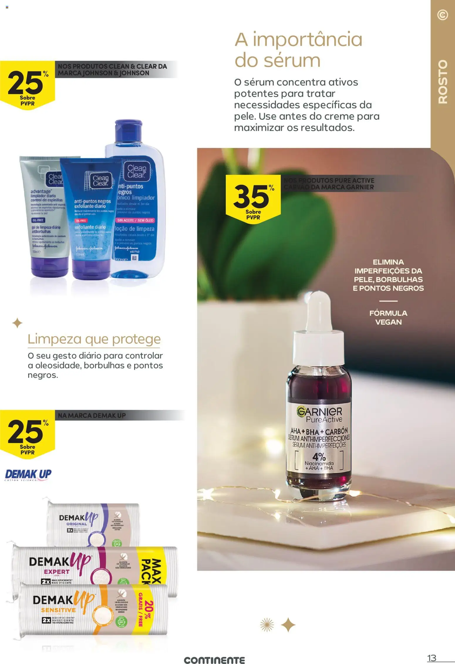 Continente - Festeje o Ano em beleza │ válido de 09.12.2025 | Página: 13 | Produtos: Loção de limpeza, Sérum, Creme, Gel de limpeza