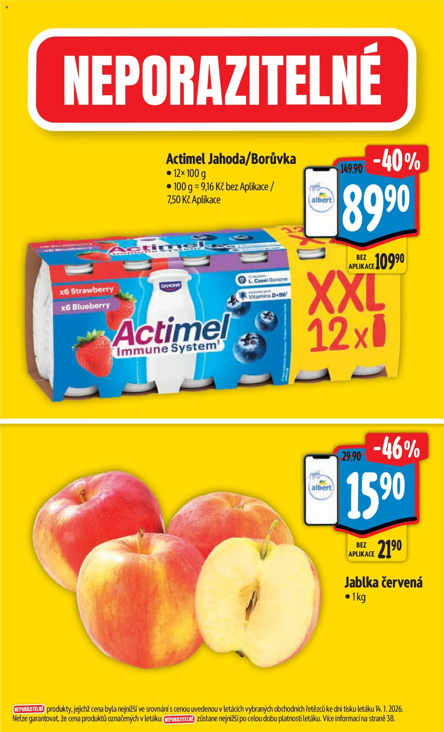 Albert leták - Hypermarket od 21.01.2026 | Strana: 2 | Produkty: Jablka, Actimel