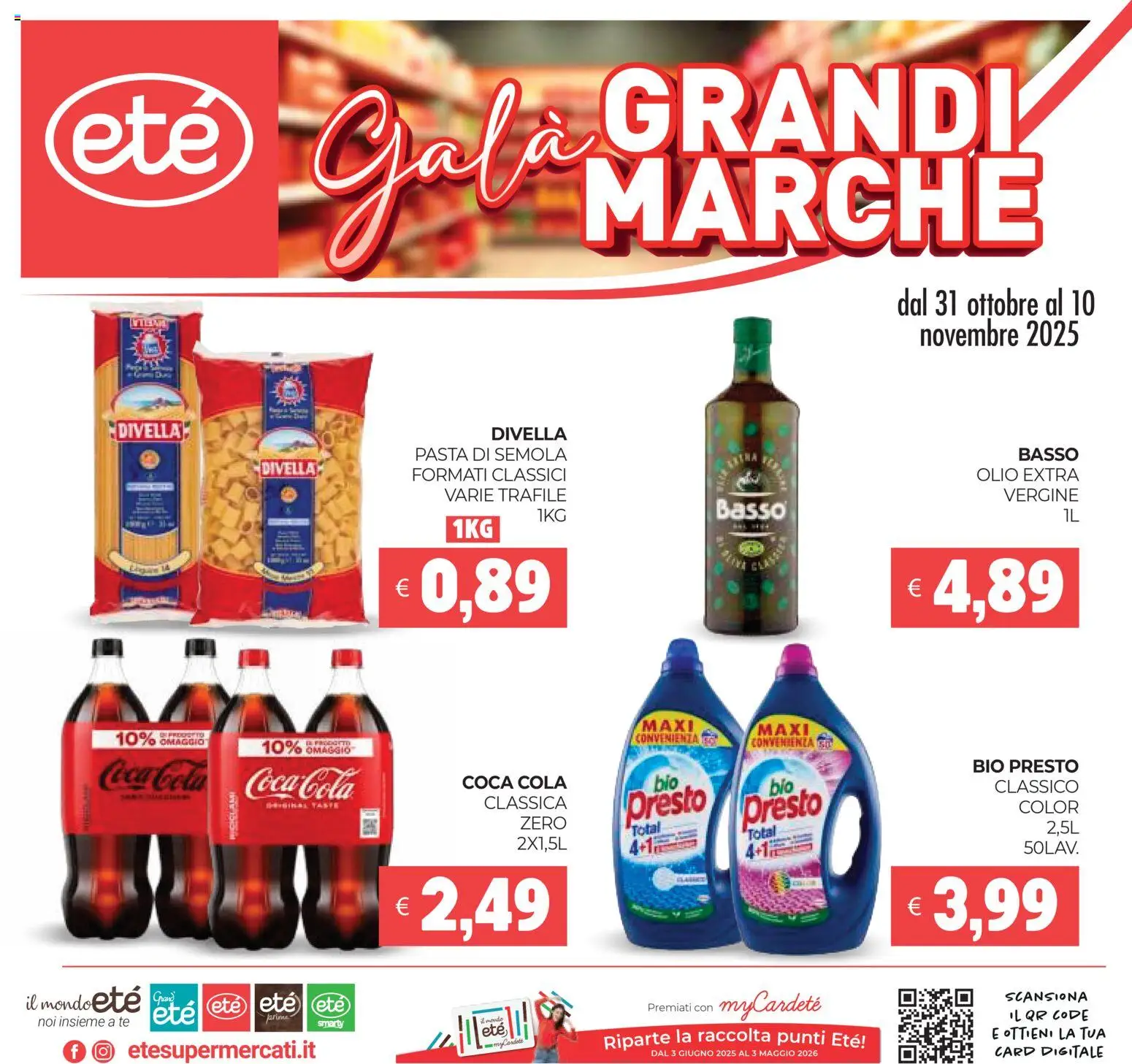 Volantino Eté del 31.10.2025 | Pagina: 1 | Prodotti: Tè, Olio, Pasta, Coca Cola