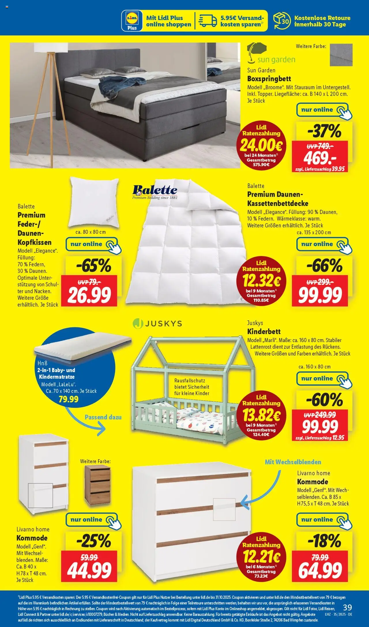 Lidl Prospekt Holzminden	 - gültig ab dem 25.08.2025 | Seite: 27 | Produkte: Kommode, Lattenrost, Boxspringbett, Kopfkissen