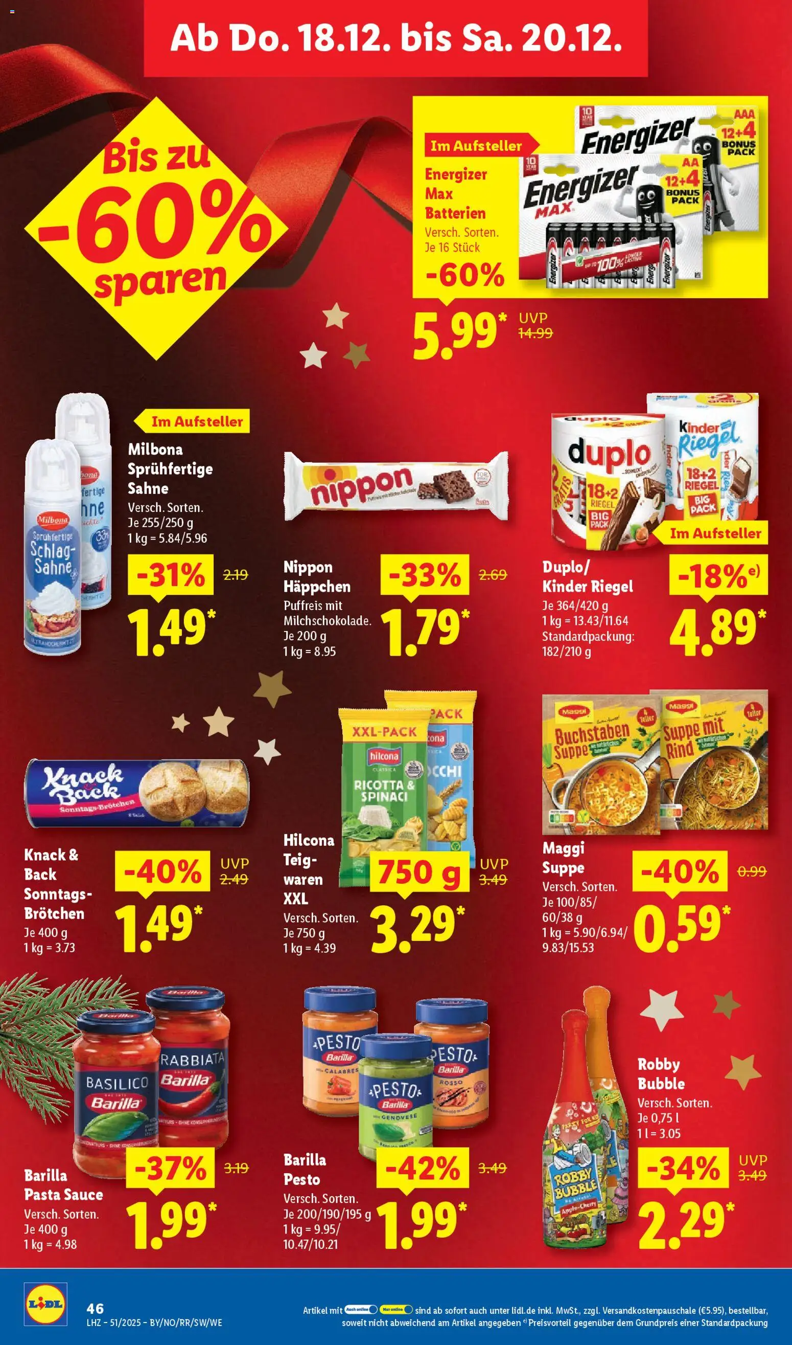 Lidl Prospekt Gundelsheim – gültig ab 15.12.2025 | Seite: 66 | Produkte: Batterien, Barilla pesto, Pasta, Sahne