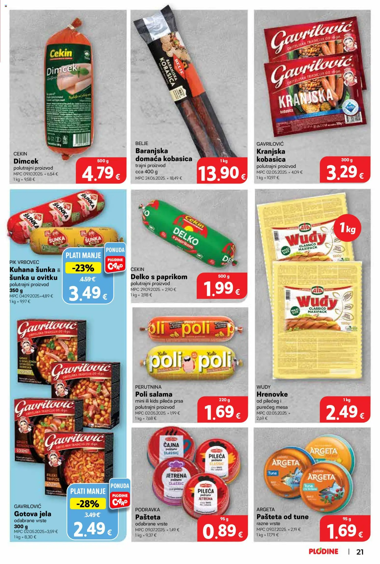 Plodine katalog | vrijedi od 21.01.2026 | Stranica: 21 | Proizvodi: Podravka, Pašteta, Pik Vrbovec, Pileća prsa
