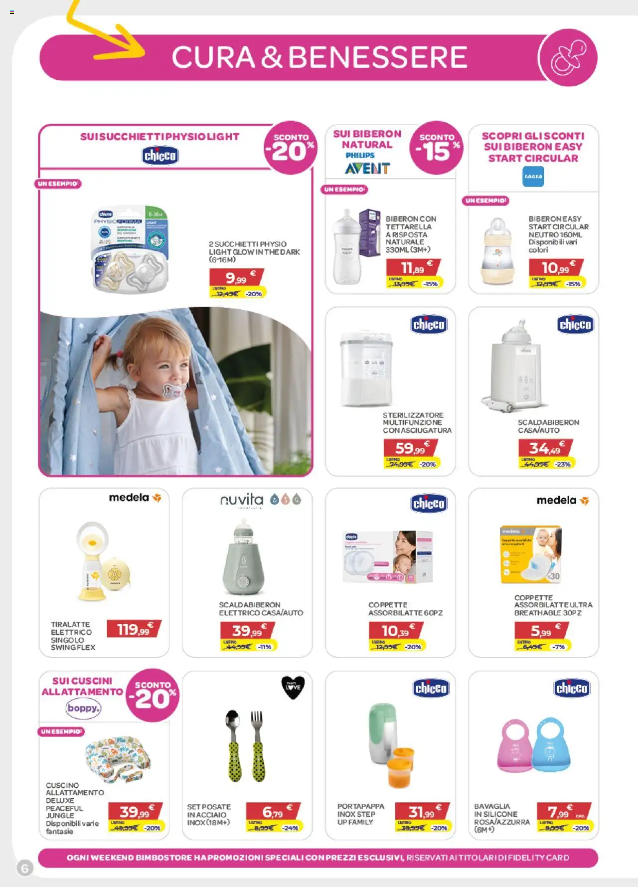 Volantino Bimbo store del 16.10.2025 | Pagina: 6 | Prodotti: Biberon, Tiralatte, Silicone, Cuscino