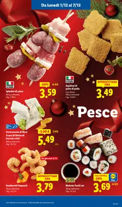 Anteprima del volantino Spiedini di suino, 450 g confezione valido a partire dal 01.12.2025 | Pagina: 5 | Prodotti: Pesce, Pesca, Spinaci, Sushi